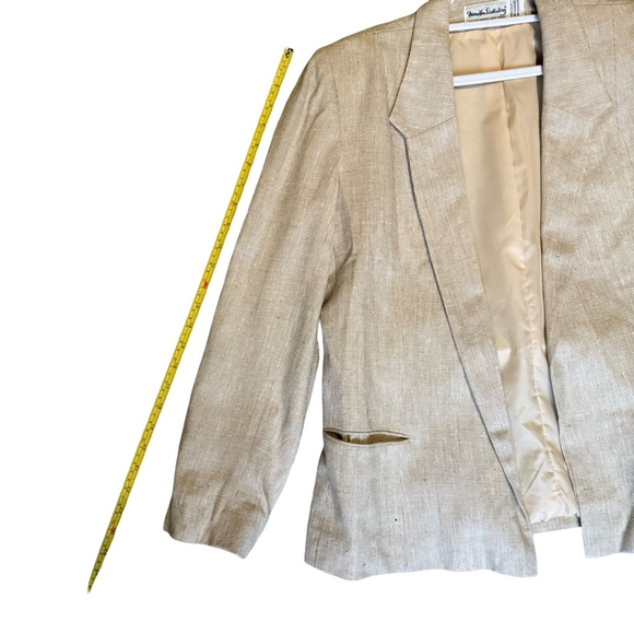 Diane Von Furstenberg Vintage 80s Beige Silk Blazer Size M Office Work - Picture 6 of 14